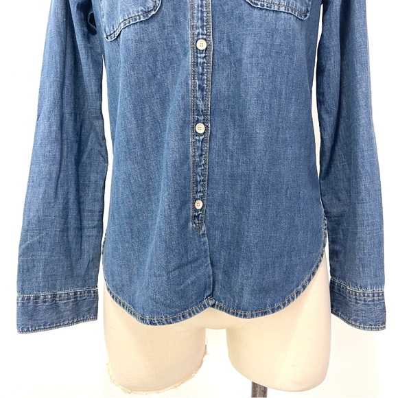 Gap- Cotton Chambray Button Down Shirt with Pyramid Stud Detail Size XS - Picture 3 of 11